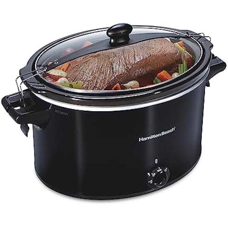 Hamilton Beach Slow Cooker, Extra Large 10 Quart, Stay or Go Portable With Lid Lock, Dishwasher Safe Crock, Black 33195