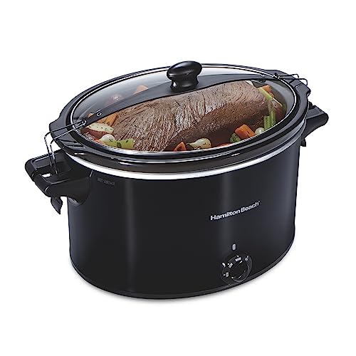 Comparison: Hamilton Beach Slow Cooker 7 Hamilton Beach Slow Cooker, Extra Large 10 Quart, Stay or Go Portable With Lid Lock, Dishwasher Safe Crock, Black (33195)