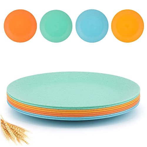 Kx-Ware Everyday Plates - Unbreakable And Reusable 10-Inch Wheat Straw Dinner Plates, Set Of 8 Multicolor | Microwave/Dishwasher Safe, Bpa Free #TOP29