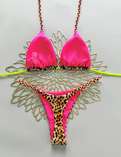 Tainehs Two Piece Triangle Bikini Set for Women Knitted Rope Halter Neck Swimsuits Sexy Thong Summer Bathing Suit4