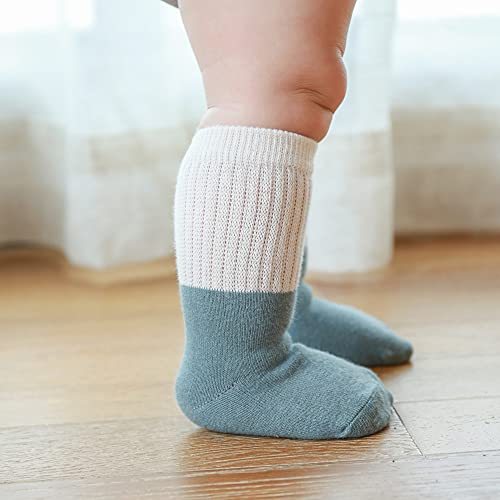 Image of J Poqobog Baby Girls Boys Socks infant Cotton Crew Socks for newborn Non Slip /Anti Skid Toddler Knee-high Socks set