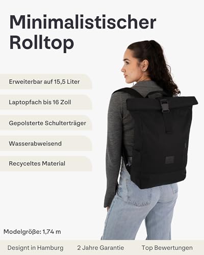 Johnny Urban Rucksack Damen & Herren Schwarz - Robin Medium – Ansicht 2