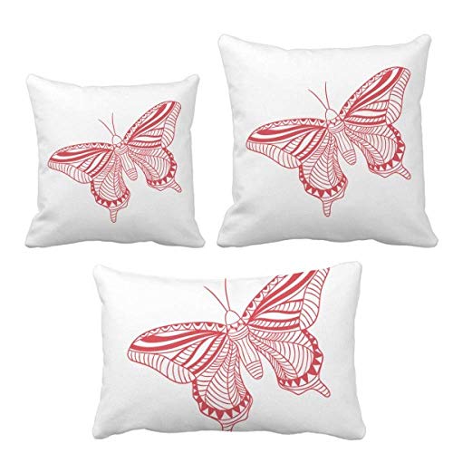 Papillon Rose coussin motif elegant et fermeture eclair invisible - 2