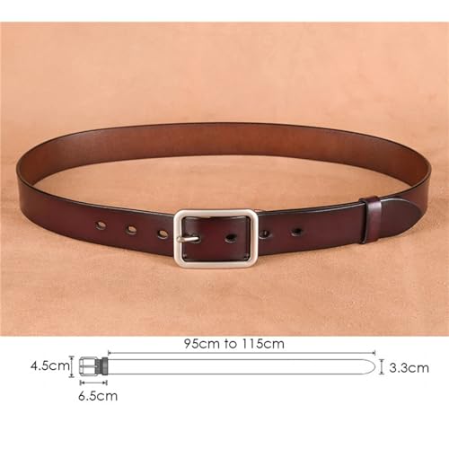 95Cm-115Cm Women's Leather Belt 33Mm Cowhide Alloy Buckle Unisex Brown Belt Fashion Trousers Girdle4