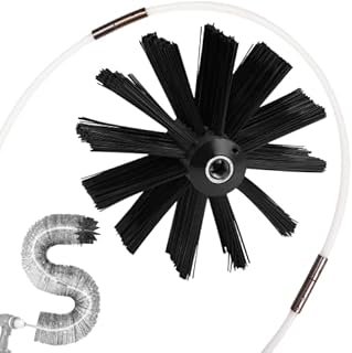 SWEWARM Chimney Cleaning Brush & Dryer Duct Cleaner Nylon, 2-in-1 Kit for Fireplace Drier Smoke Vent Cleaner Sweeping Tools, 15 Flexible Rods Rotary System Can Work with Drill