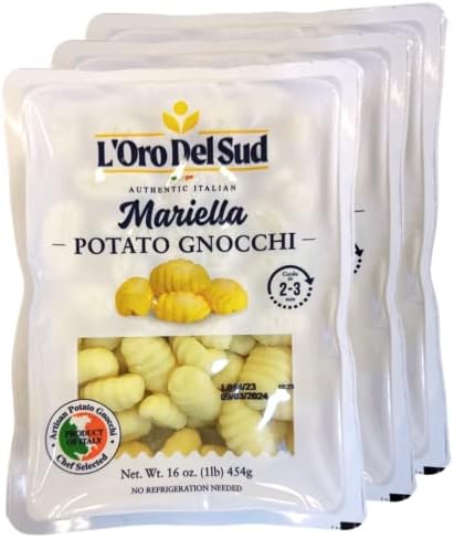 Potato Gnocchi, 3 Pack x 1 lb, Product of Italy, Add to Boiling Water and Cooks in 2-3 minutes, Shelf Stable, Pasta Dumplings, Pasta di Patate, Mariella
