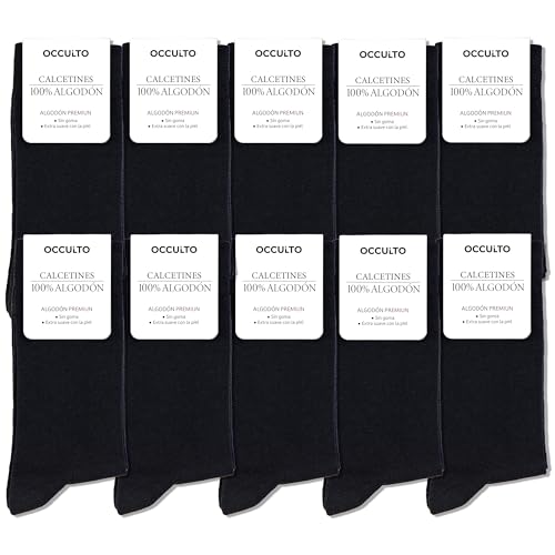 Occulto calcetines 100% algodón hombre pack de 10, pack de 20 (modelo: Ingo) 10 Pares | Negro 43-46