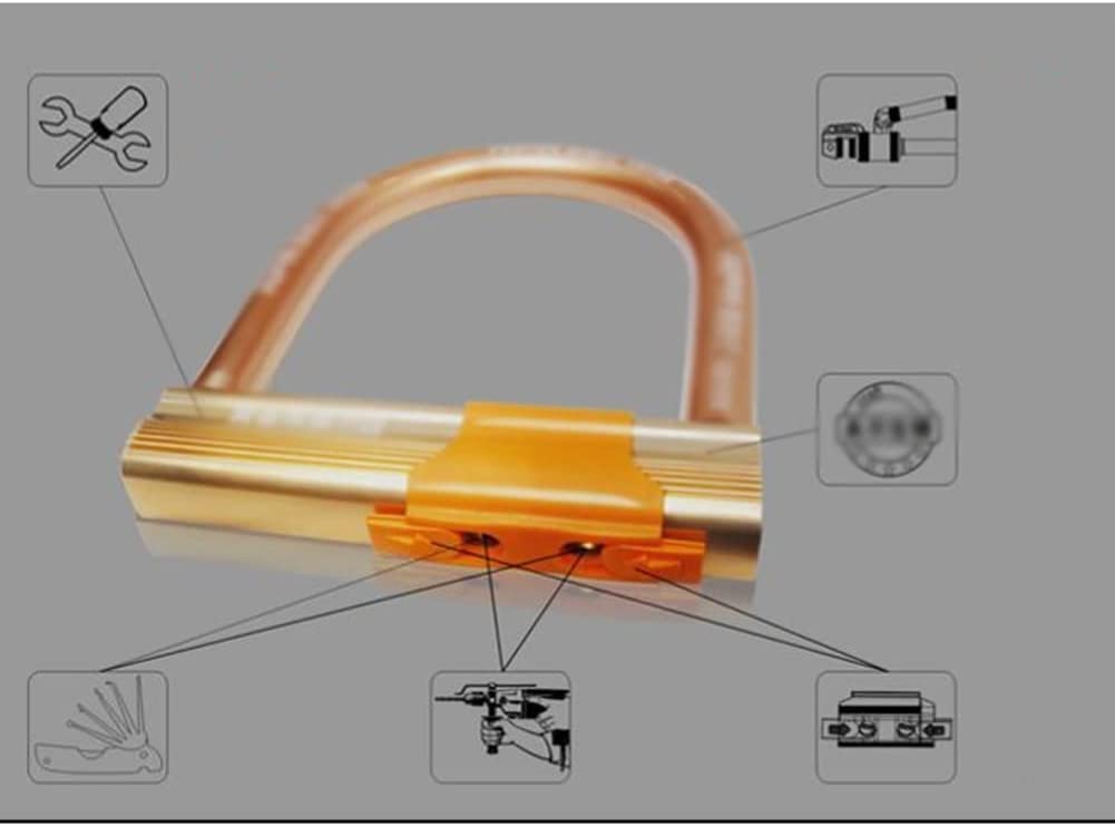 Lucchetto antifurto a U, Lucchetto per Bicicletta, Lucchetto per motociclette, Lucchetto per Bici da Strada, Mountain Bike, Motocicletta, Passeggino, 6,6 x 8,2 Pollici, Lucchetto a Forma di