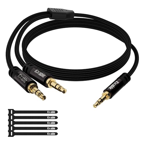 Cable divisor de audio estéreo TRS 3.5mm macho a 2 macho 1.22 m miniatura 1