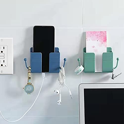 4 Piece Mobile Phone Wall Storage Shelf With Hooks Remote Control Multifunctional Stand Box Sticky Bracket Bathroom Bedroom Living Room Wall Storage #TOP4