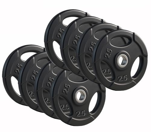 Image of WATSON 3 Cut Rubber Coated Metal Weight Lifting Bar Plates With Metal Bush Compatible Upto 30mm Gym Rods, Home Gym Weight Plates For Men & Women (20Kg Set (2.5Kgx8))