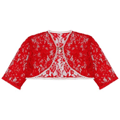 YiZYiF Kids Girls Lace Bolero Half Sleeve Wedding Shawl Shrug Cardigan Jacket Flower Girls Dress Coat3