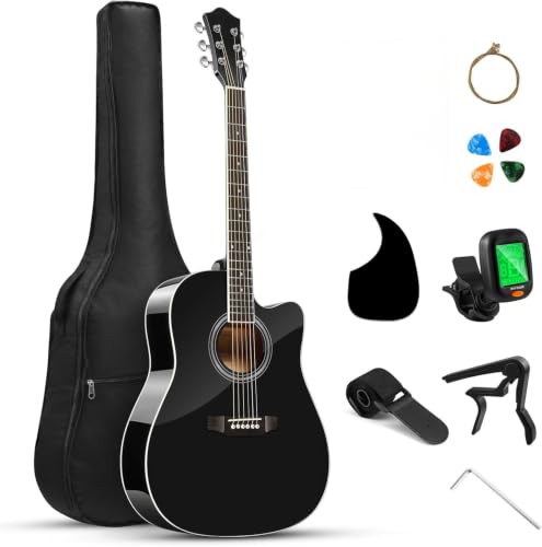 38 Inch Guitar for Beginner Adult Teen Full Size Guitarra Acustica with Gig Bag Tuner Picks Strings Capo Strap Right Hand