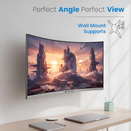Image of LAPCARE Lapeye 32 Inch Curved Monitor | Full HD 1920x1080 | 75Hz Refresh Rate | HDMI & VGA Ports | Flicker-Free Display | 178 Wide Viewing Angle | Wall Mount Compatible