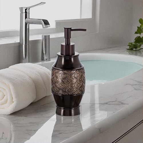 Image of Creative Scents Dublin Brown Hand Soap Dispenser for Bathroom - Decorative 8 Oz. Resin Lotion Dispenser with Durable Matching Pump for Countertop - Modern Liquid Soap Dispenser