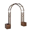 VINGLI Wooden Garden Arbor, Heavy Duty Outdoor Frame Trellis with Planter for Ceremony, Wood Trellis Garden Arch Pergola for Plant Climbing, Patio, Lawn, Wedding (with Planter)