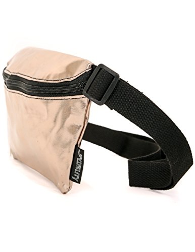 FYDELITY Metallic Rose Gold Fanny Pack Crossbody Bags for Women Festival Bag Cute Fanny Packs for Women Fashionable Concert Rave Accessories Small Fanny Pack for Men Womens Fashion Belt Waist Hip Bum
