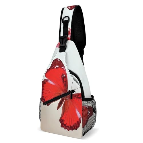 Morrales de senderismo tipo Sling blanco con diseño mariposa