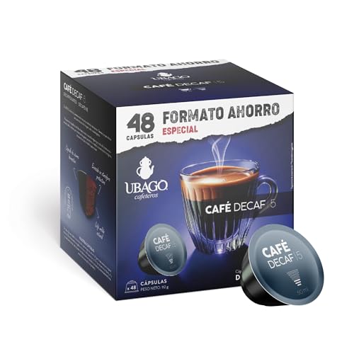 Ubago Café en cápsulas descafeinado, compatible con capsulas Dolce Gusto, intensidad 5/8, oferta de 48 unidades