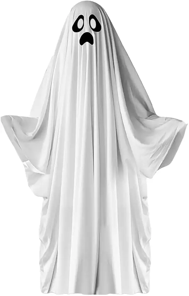 Fantasia de Fantasma para Festa Halloween Tamanhos Adulto e Infantil Capa Capuz Cosplay Unissex