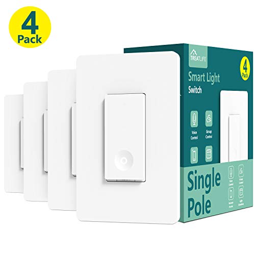 Smart Light Switch, Treatlife 2.4Ghz Smart Switch Wi-Fi Light Switch, Neutral Wire Required