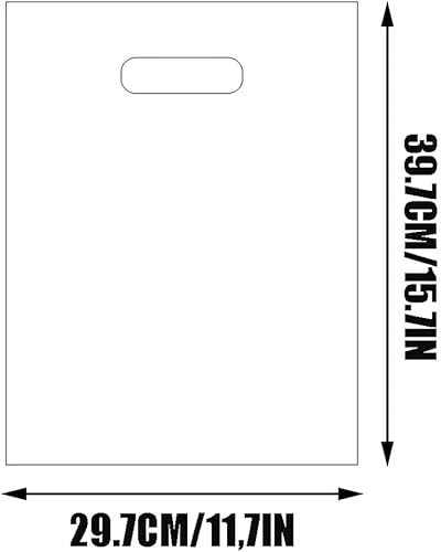 Miniatura 2 de 50 bolsas de plástico para mercancías de 11.7 x 15.7 pulgadas, bolsas con asa, bolsas de compras, bolsas de regalo para pequeñas empresas, bolsas de