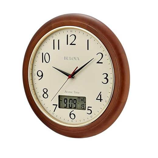 Bulova Clocks C 5006 Dual Time 12 . 5 ” Atomic Wall Clock – Solid Pine Wood Case, Gold Bezel review