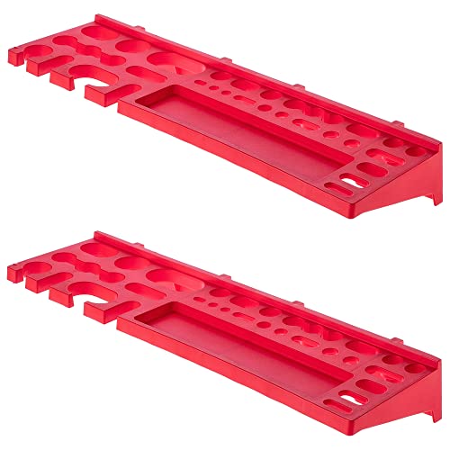 KADAX Werkzeugträger, Wandregal, Werkzeughalter aus PP Kunststoff, Lagersystem für Lochwand, Werkzeugwand für Garage, Werkstatt, Hobbyraum, Schuppen (2x Mittlelang)