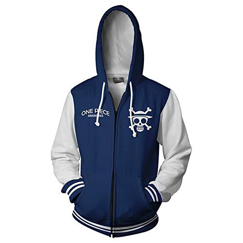 Xinxin Japanese 3D Anime Cosplay Cardigan Zip Hoodie Unisex Adult Navy Blue