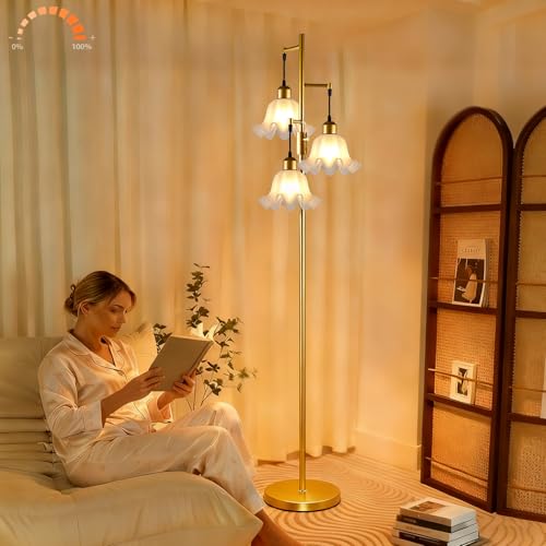 Lightdot 70IN 3-Light Flower Floor Lamp for Living Room, Dimmable Tree Floor Lamps with Acrylic...