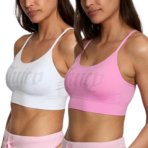 Juicy Couture Women's Multipack Seamless Comfort Lounge Wirefree Bralettes (US, Alpha, Large, Regular, Regular, 2, Pink Please/White)4