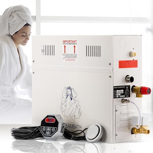 Hapyvergo Steam Shower Generator Kit 6KW for Bath Sauna SPA, Aromatherapy Steam Head, Self-draining System, LED Waterproof Controller 77-131℉For Home Commercial Use 220V