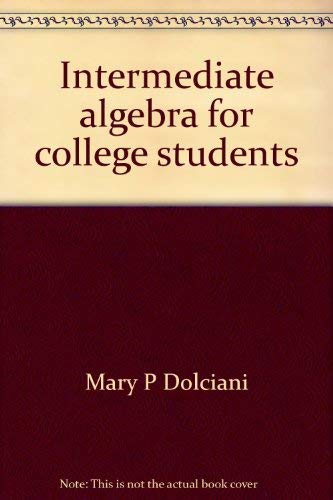 Intermediate algebra for college students 0395120721 Book Cover