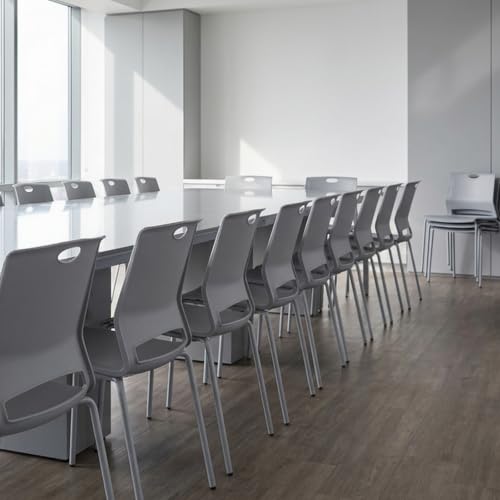 Image of Sidanli 12 Pack Stackable Chairs, Waterproof One-Piece Molded Seat, Gray