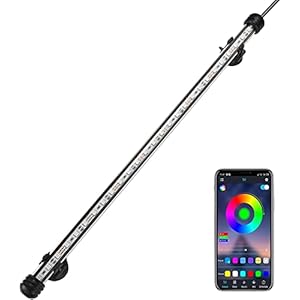 GreenSun Aquarium Lampe, LED Aquarium Beleuchtung, Aquarium Licht mit APP Fernbedienung,Aquarium LED Lampe RGB Farbwechsel zum Beleuchten von Aquarienpflanzen DIY Vollspektralfarbe Zeitkontrolle 48cm