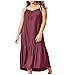 Produktbild Hevoiok-Kleid Sommerkleider Damen,Hevoiok Sexy Casual Leinen Oversize Partykleid Strandkleid Frauen Elegant Riemchen Lose Maxikleider Große Größen S-5XL (Rot, 3XL)