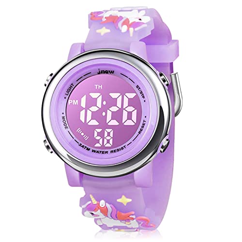 CXG Montre Enfant Digital Sport Garçon Rétro Eclairage Électronique Montres Fille Plastique Bordure et Caoutchouc Bande Alarme pour 3 Ans à 10 Ans Montre Enfants (A) Cover