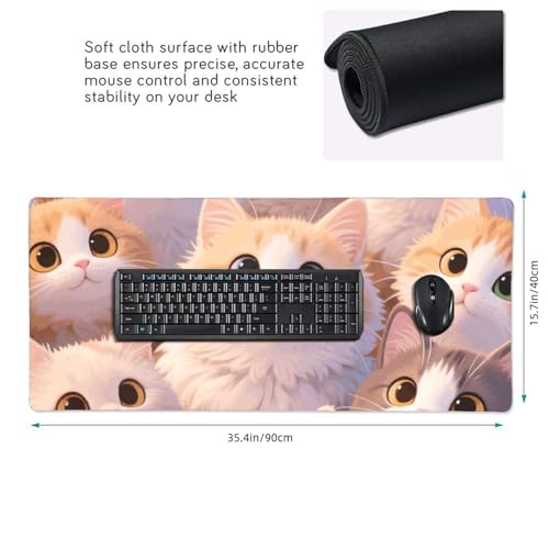 Tapis de souris de jeu grand format chat mignon clavier ordinateur protection table - 2