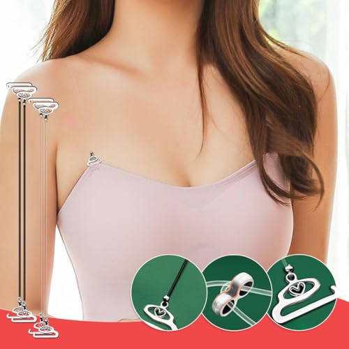 CONTIVICO 24 Pieces Clear Bra Straps, Invisible Adjustable Bra Strap Non-Slip Bra Replacement Shoulder Straps, 8 Pieces Clear Bra Strap Clips+16 Pieces Bra Straps