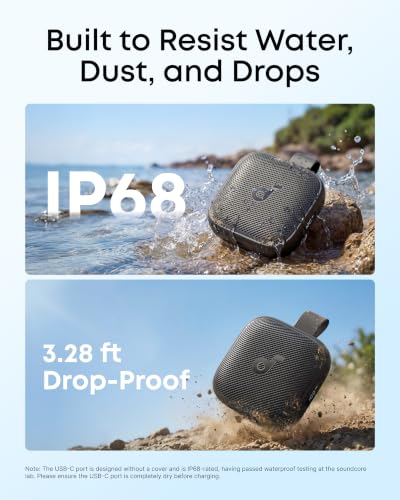 Image of Soundcore Boom Go 3i Portable Bluetooth Speaker by Anker, 15W Punchy Sound, 24H Playtime, IP68, BassUp 2.0, Emergency Charging, Bluetooth 6.0, Waterproof Speaker for Hiking /Cycling /Camping (Black)