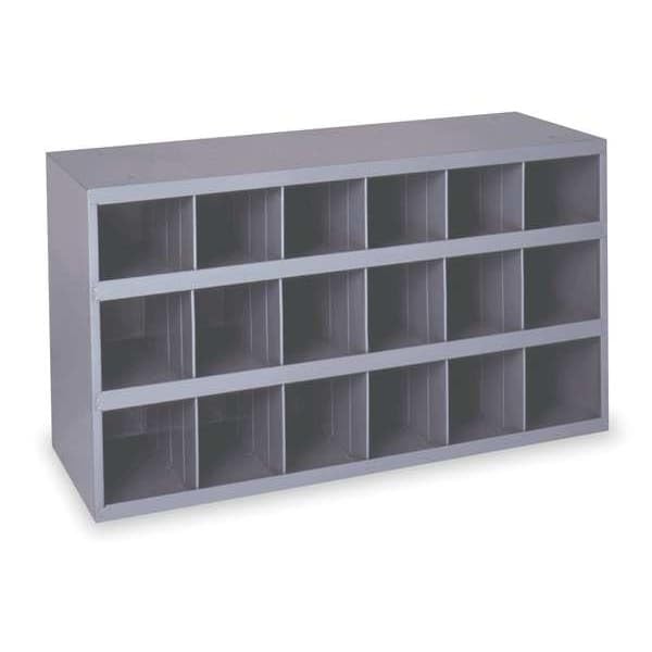 Prime Cold Rolled Steel Pigeonhole Bin Unit, 12 in D x 19 1/4 in H x 33 3/4 in W, 3 Shelves, Gray, Mfr: 354-95-A