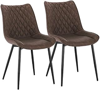 WOLTU Dining Chairs Set of 2 pcs Kitchen Counter Chairs Lounge Leisure Living Room Corner Chairs Brown Leatherette Reception Chairs with Backrest and Padded Seat