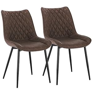 WOLTU BH210br-2 Eetkamerstoelen Keukenstoel Set Van 2 in Kunstleer,Stoel woonkamer met poten in Metaal,Bruin