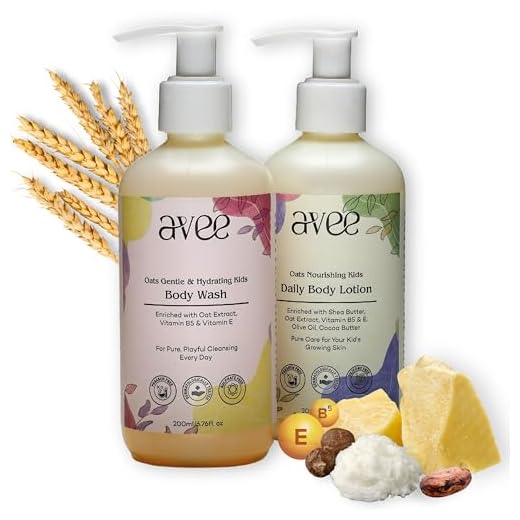 Avee Kids Body care for 5 to 12 Years | Moisturizing Body Wash & Nourishing Lotion | For soft & Glowing skin | Oats, Vitamins B5 & E, Shea & Cocoa Butter | No Parabens & Sulphates (Pack of 2)