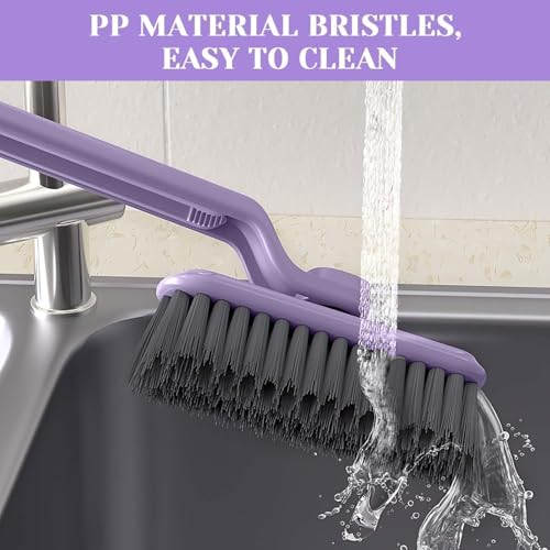Image of VYOOx Bathroom Cleaning Brush,Tile Cleaner Brush,Bathroom Cleaning Scrubber,Floor Scrub Brush,Grout Cleaner Brush with V-Shape Hard Bristles,Toilet,Kitchen, Sink & Window Track (Pack of 1)