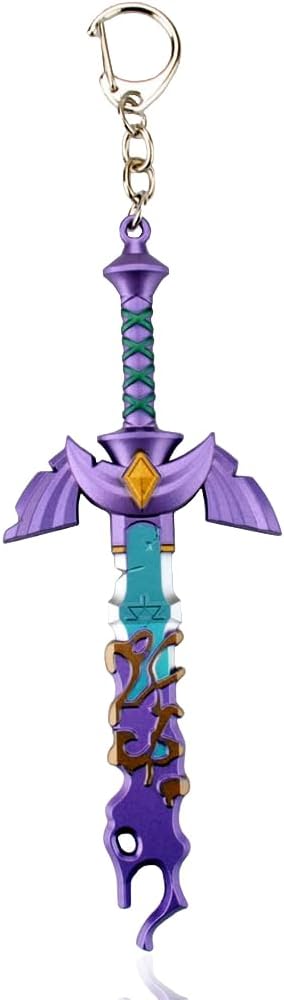 Decayed Master Sword Keychain Latest,Key Ring for Men and Women The Legend of Zelda Tears of the Kingdom Master's Sword Key chain Cosplay Accessories - Purple, Keychain-purple, 13 cm