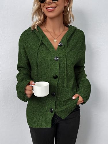 Women's Casual Cardigan V Neck Button Down Long Sleeve Hooded Outerwear Winter Knit Sweater Coats3