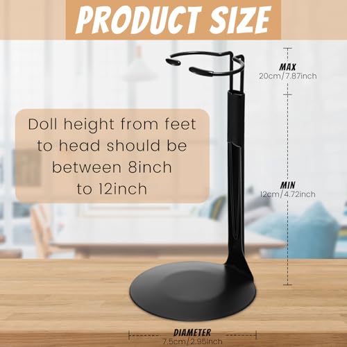 Image of Yaocom 6 Pcs Adjustable Doll Stands for 12 Inch to 18 Inch Dolls Display Stand with Expandable Waist Wire Action Figure Display (Black)