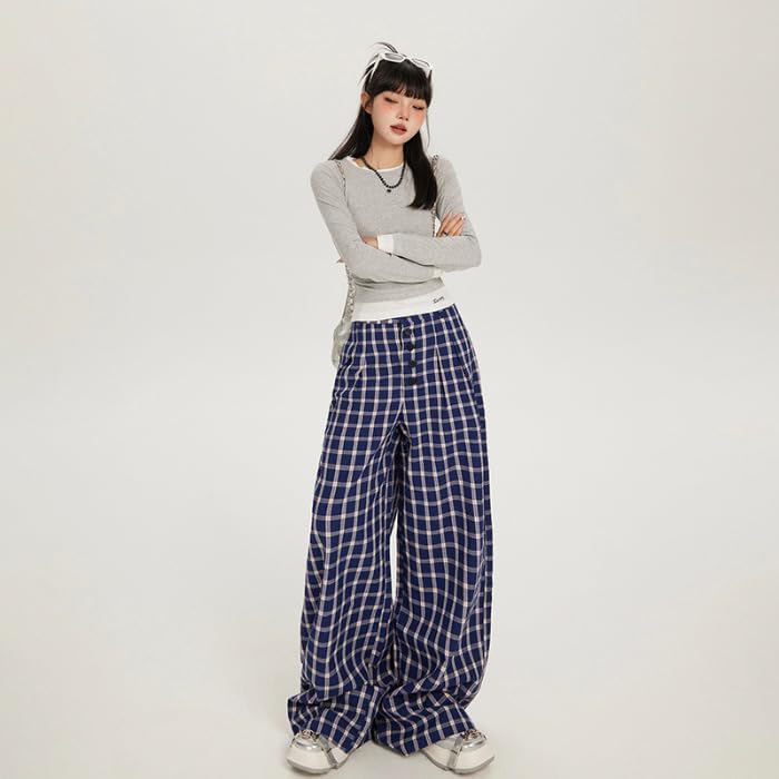 Retro High-Waisted Loose Wide-Leg Pants,Straight-Leg Casual Pants for Women