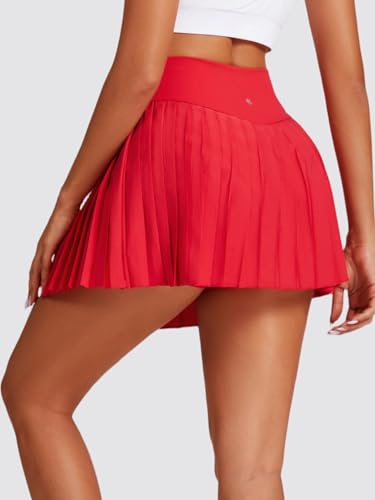 Image of Ibeauti Womens Mini Flowy Skort High Waisted Pleated Tennis Golf Skirts Mesh Ruffler Athletic Skirt with Shorts Pockets